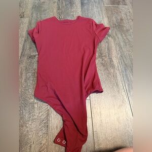 Women's Burgundy Short Sleeve Bodysuit